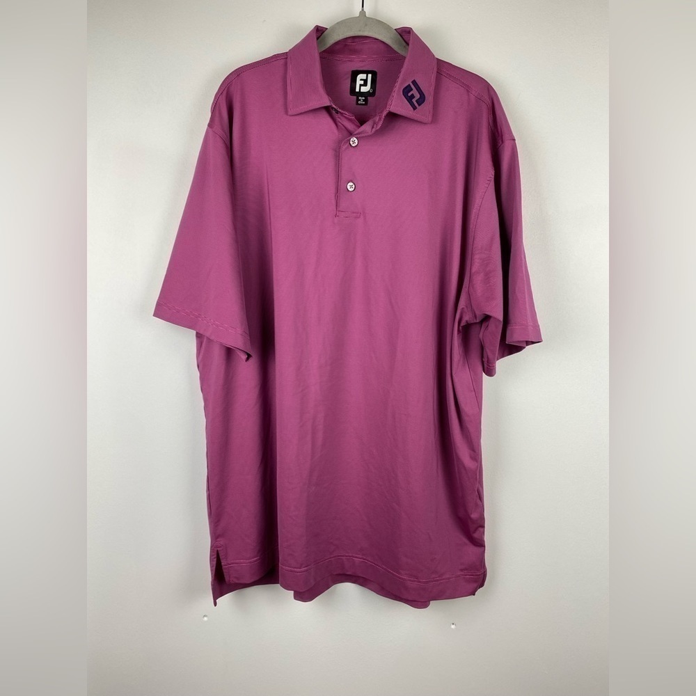 FootJoy FJ Orchid Purple/Pink Insider Collar Logo Polo Shirt, Size Large